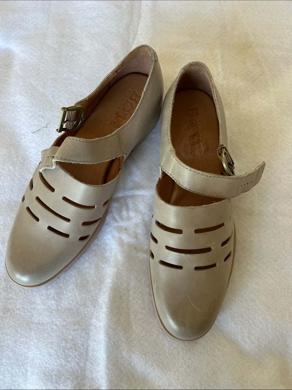 Born Taupe Cutout Mary Jane Flats with Buckle